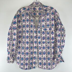 Vintage Women’s Ladies KZK Shirt Western Aztek Shirt 1990s Medium